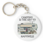 Cute RV Vintage Fifth Wheel Camper Travel Trailer Keychains