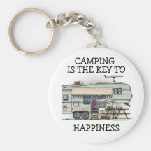 Cute RV Vintage Fifth Wheel Camper Travel Trailer Keychains