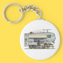 Cute RV Vintage Fifth Wheel Camper Travel Trailer keychains