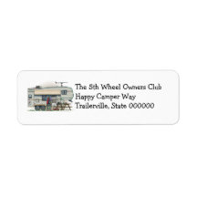 Cute RV Vintage Fifth Wheel Camper Travel Trailer Custom Return Address Labels