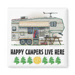 Cute RV Vintage Fifth Wheel Camper Travel Trailer Fridge Magnets