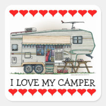Cute RV Vintage Fifth Wheel Camper Travel Trailer Sticker