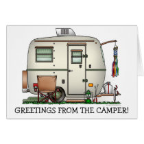 Cute RV Vintage Glass Egg Camper Travel Trailer Card