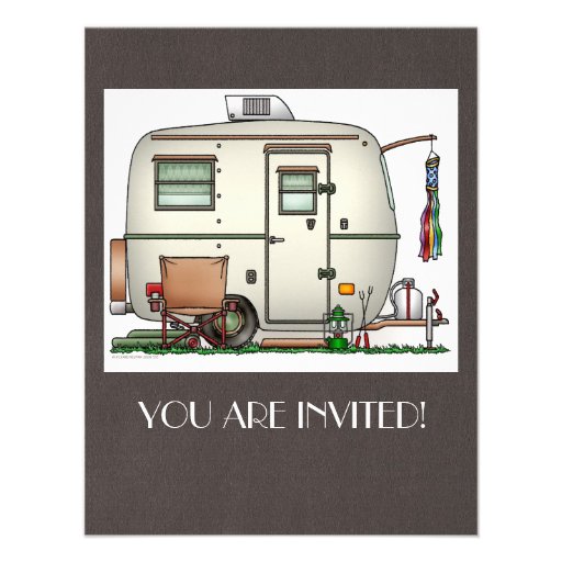 Cute RV Vintage Glass Egg Camper Travel Trailer Invites