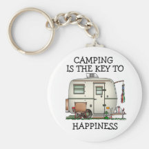 Cute RV Vintage Glass Egg Camper Travel Trailer Key Chain