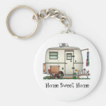 Cute RV Vintage Glass Egg Camper Travel Trailer Key Chains