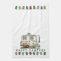 Cute RV Vintage Glass Egg Camper Travel Trailer Towels