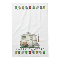 Cute RV Vintage Glass Egg Camper Travel Trailer Towels