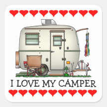 Cute RV Vintage Glass Egg Camper Travel Trailer Square Stickers