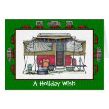 Cute RV Vintage Pop Up Camper Trailer Holiday Greeting Cards