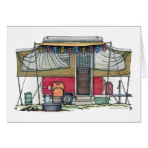 Cute RV Vintage Popup Camper Travel Trailer Greeting Cards