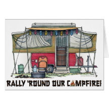 Cute RV Vintage Popup Camper Travel Trailer Greeting Cards