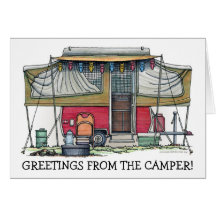 Cute RV Vintage Popup Camper Travel Trailer Cards