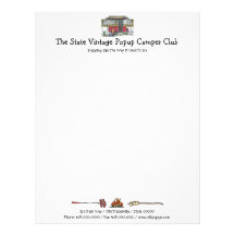 Cute RV Vintage Popup Camper Travel Trailer Letterhead Template
