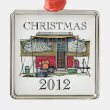 Cute RV Vintage Popup Camper Travel Trailer Ornaments