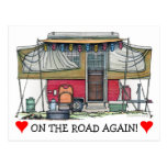 Cute RV Vintage Popup Camper Travel Trailer Post Cards