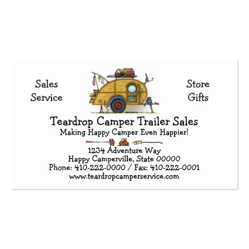 Cute RV Vintage Teardrop  Camper Travel Trailer Business Card