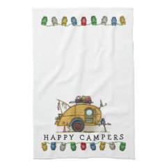 Cute RV Vintage Teardrop  Camper Travel Trailer Hand Towel