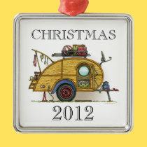 Cute RV Vintage Teardrop  Camper Travel Trailer ornaments
