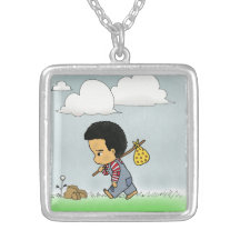 Cute sad boy custom necklace