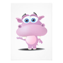 cute sad little hippo custom invite