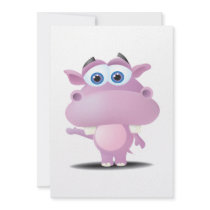 cute sad little hippo custom invite