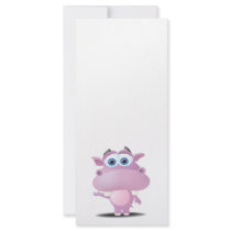 cute sad little hippo full color rack card
