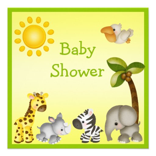 Cute Safari Animals Baby Shower Personalized Invitation