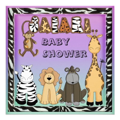 Cute Safari Animals Neutral Baby Shower Personalized Announcement