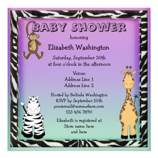 Cute Safari Animals Neutral Baby Shower Personalized Announcement