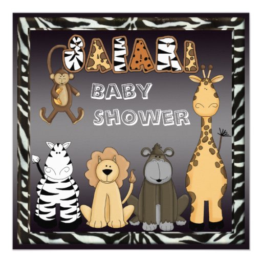 Cute Safari Animals Neutral Baby Shower Personalized Invite