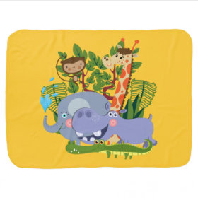 Cute Safari Animals Stroller Blanket