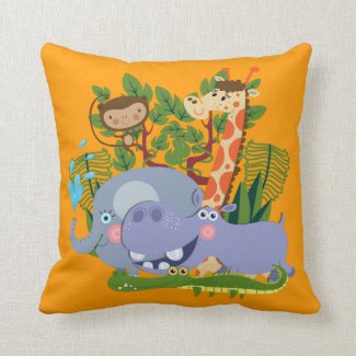 Cute Safari Animals Throw Pillow