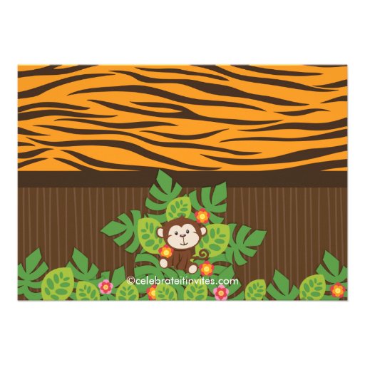 Cute Safari Jungle Animals Baby Shower Invitations