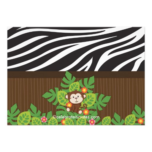 Cute Safari Jungle Animals Baby Shower Invitations