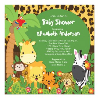Safari Jungle Animals Shower Invitations