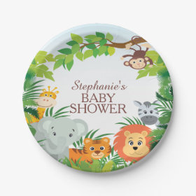 Cute Safari Jungle Baby Shower Plate 7 Inch Paper Plate