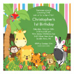 Cute Safari Jungle Birthday Party Invitations