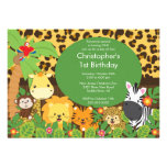 Cute Safari Jungle Birthday Party Invitations