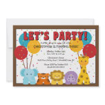 Cute Safari Jungle Kids Birthday Custom Announcements