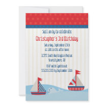 Cute sailboats and whale birthday party invitation