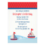 Cute sailboats and whale birthday party invitation