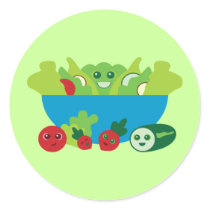 Cute Salad Round Stickers