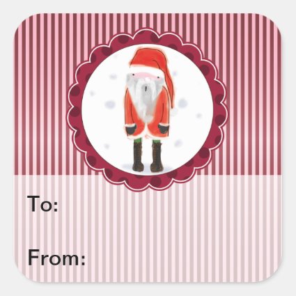 Cute Santa Christmas Gift Tags Square Stickers