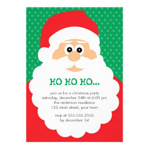 Cute Santa Christmas Party Custom Invites