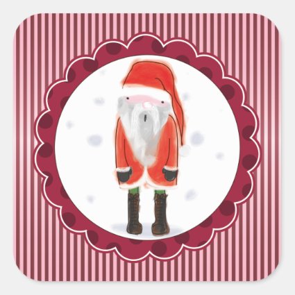 Cute Santa Christmas Square Sticker