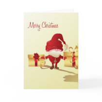 santa claus, presents, gift boxes, red, gold, shiny, cute, illustration, script, digital art, pretty, star, twinkle, night, stars, blue, tis the season, xmas, christmas, greeting, seasons greeting, holiday, personalize, merry, happy, winter, vector, festive, dooni designs, customize, express yourself, doonidesigns, occasion, sentiments, Card with custom graphic design
