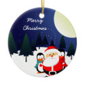 Cute Santa Claus and penguins Christmas ornament ornament