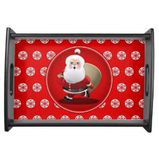 Cute Santa Claus Cartoon Serving Tray