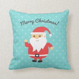Cute Santa Claus Jolly and Merry Christmas Throw Pillows